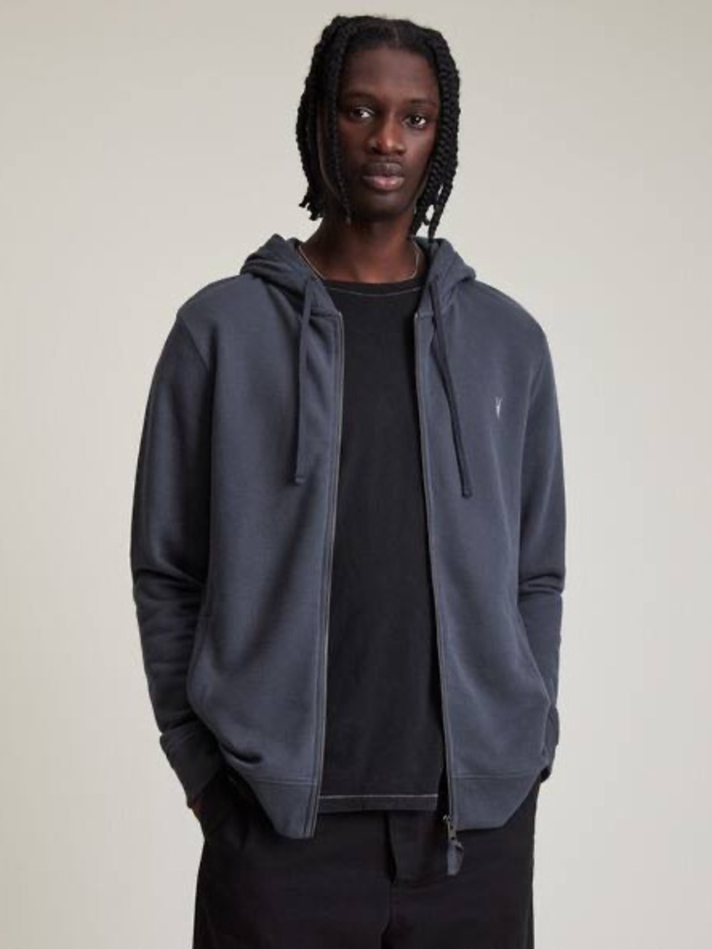 AllSaints Men's Raven Zip Up Ramskull Hoodie. Sz Med. Fair Shape. Lovely Color